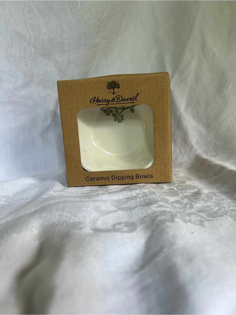 Harry & David Cream Ceramic Dipping Bowl